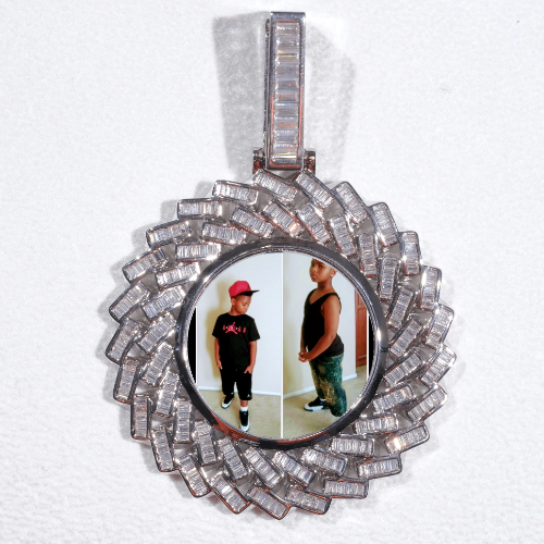 Large 3D Baguette Custom Picture Pendant