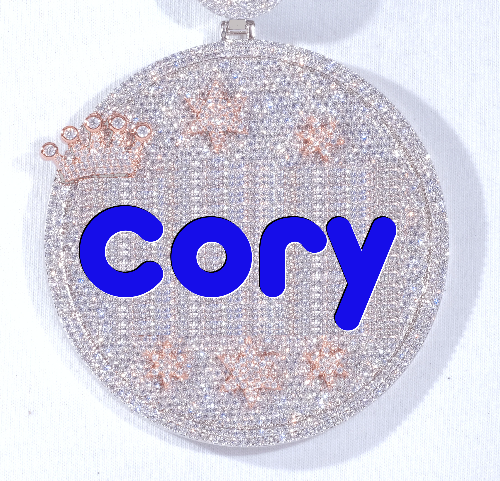 CUSTOM LETTER NECKLACE 3D BIG CROWN DISC