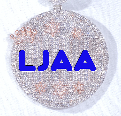 CUSTOM LETTER NECKLACE 3D BIG CROWN DISC