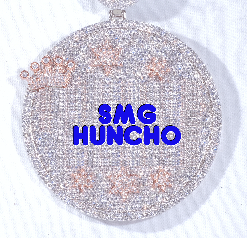 CUSTOM LETTER NECKLACE 3D BIG CROWN DISC