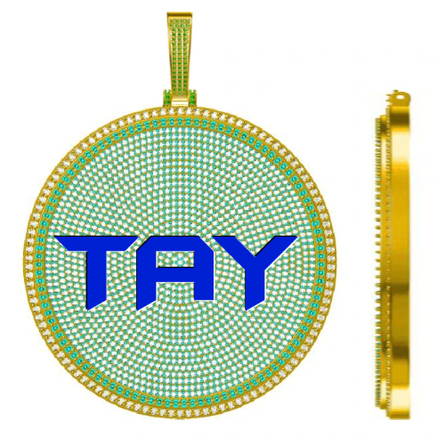 CUSTOM LETTER NECKLACE 3D BIG DISC