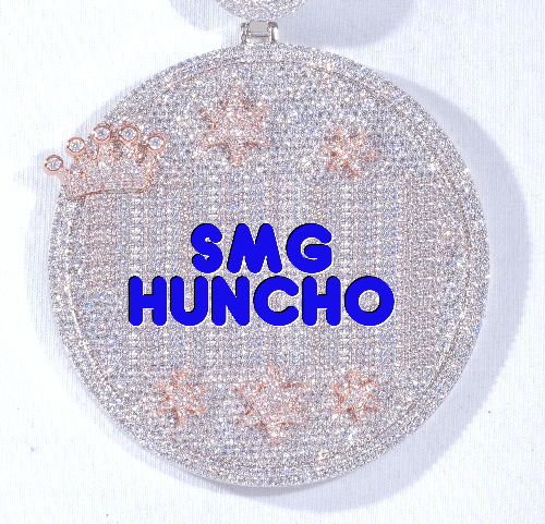 CUSTOM LETTER NECKLACE 3D BIG CROWN DISC