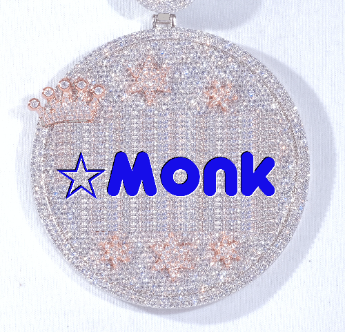 CUSTOM LETTER NECKLACE 3D BIG CROWN DISC