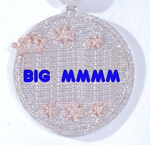 CUSTOM LETTER NECKLACE 3D BIG CROWN DISC
