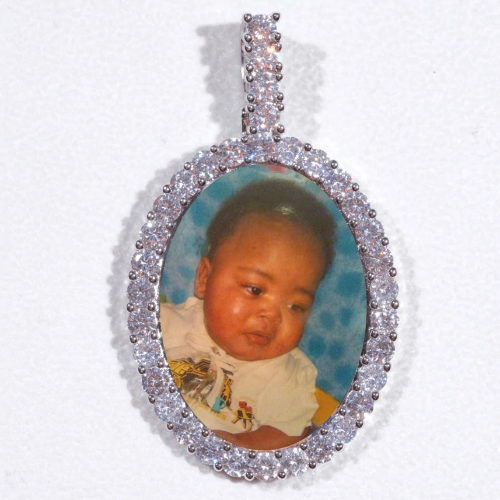 Large 3D Oval Custom Picture Pendant