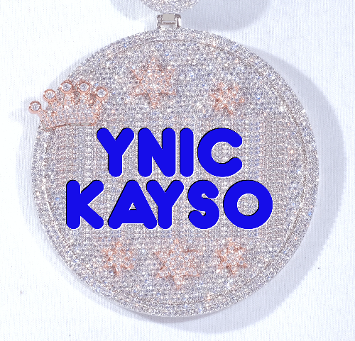 CUSTOM LETTER NECKLACE 3D BIG CROWN DISC