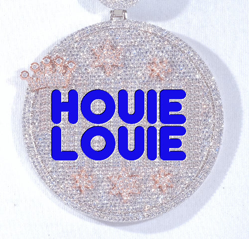 CUSTOM LETTER NECKLACE 3D BIG CROWN DISC