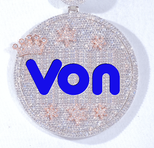 CUSTOM LETTER NECKLACE 3D BIG CROWN DISC