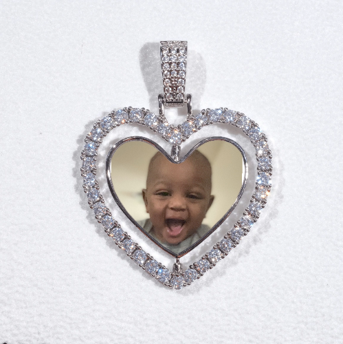 3D Spinning 2-Faced Heart Custom Picture Pendant