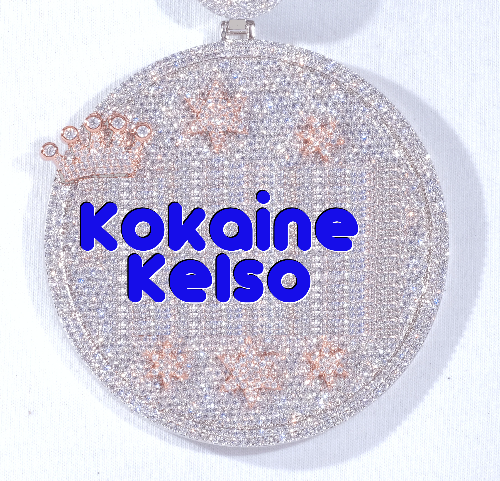CUSTOM LETTER NECKLACE 3D BIG CROWN DISC