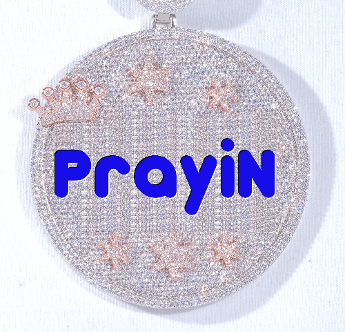 CUSTOM LETTER NECKLACE 3D BIG CROWN DISC