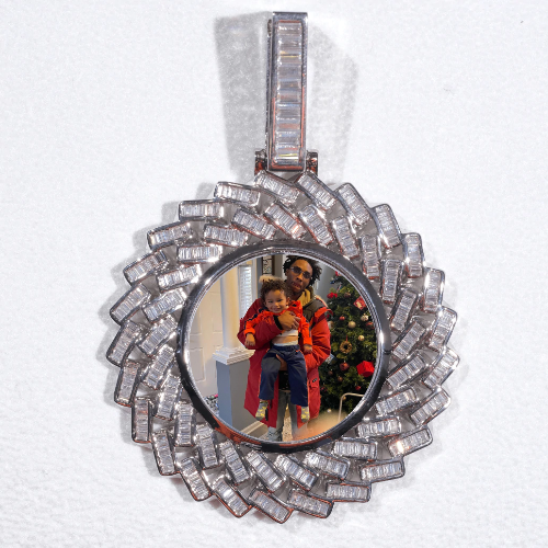 Large 3D Baguette Custom Picture Pendant