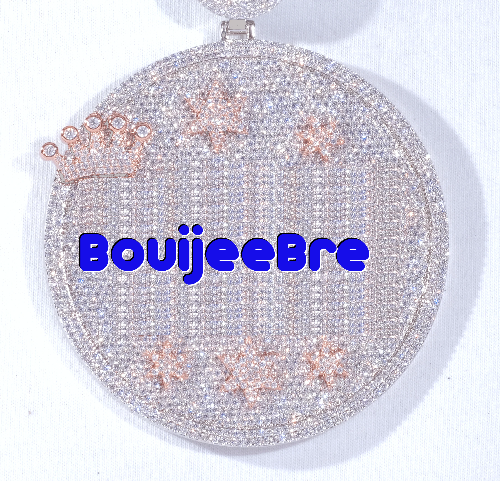 CUSTOM LETTER NECKLACE 3D BIG CROWN DISC