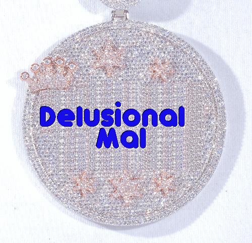 CUSTOM LETTER NECKLACE 3D BIG CROWN DISC