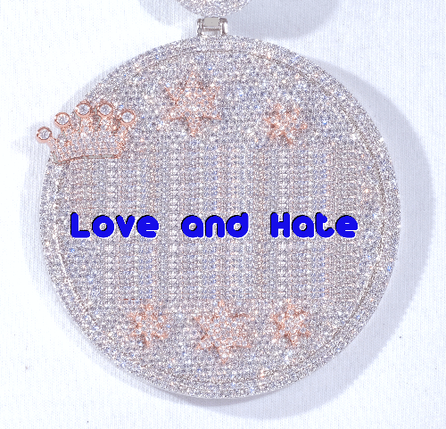 CUSTOM LETTER NECKLACE 3D BIG CROWN DISC