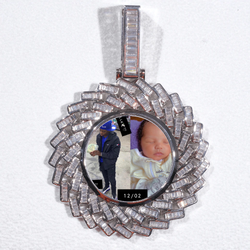 Large 3D Baguette Custom Picture Pendant