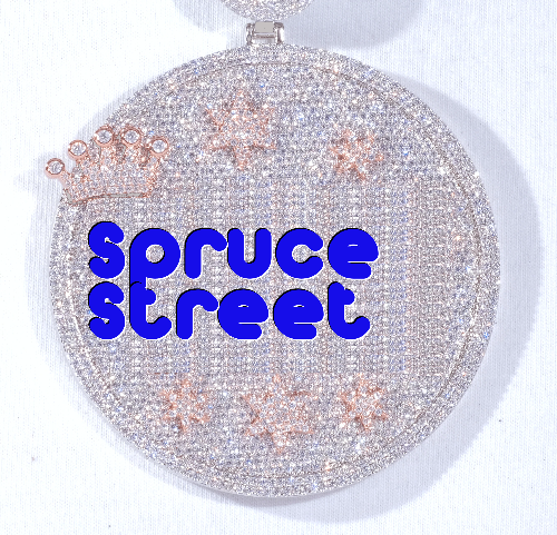 CUSTOM LETTER NECKLACE 3D BIG CROWN DISC