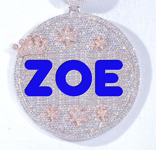 CUSTOM LETTER NECKLACE 3D BIG CROWN DISC