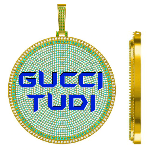 CUSTOM LETTER NECKLACE 3D BIG DISC