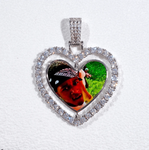 3D Spinning 2-Faced Heart Custom Picture Pendant