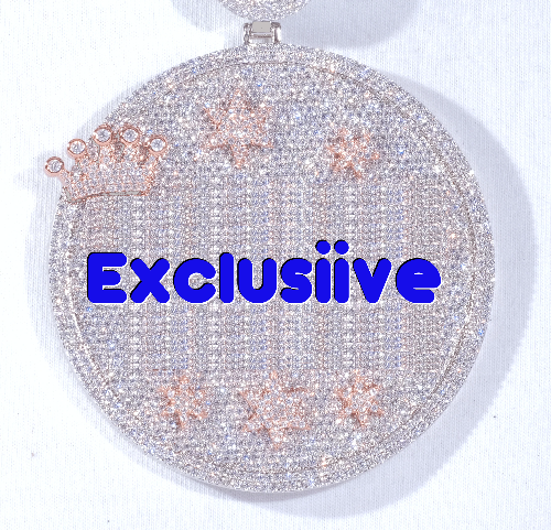 CUSTOM LETTER NECKLACE 3D BIG CROWN DISC
