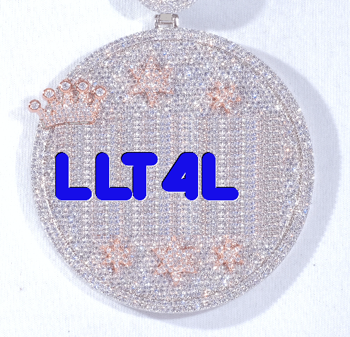 CUSTOM LETTER NECKLACE 3D BIG CROWN DISC