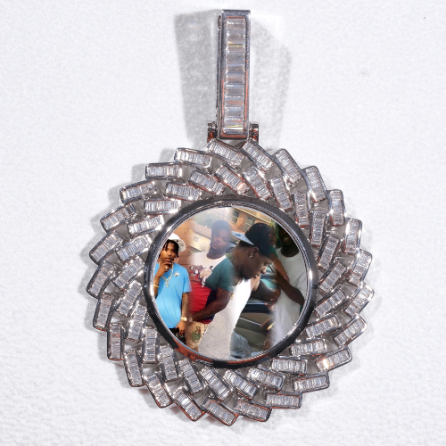 Large 3D Baguette Custom Picture Pendant