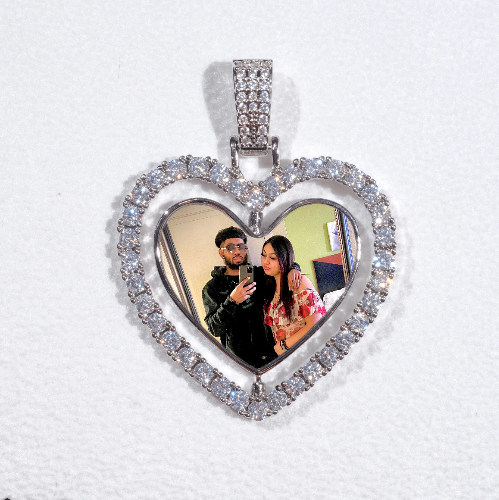 3D Spinning 2-Faced Heart Custom Picture Pendant
