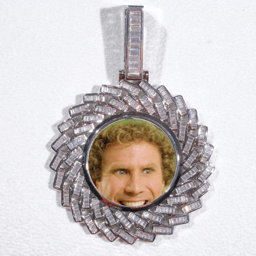 Large 3D Baguette Custom Picture Pendant