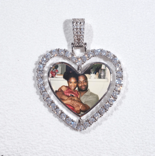 3D Spinning 2-Faced Heart Custom Picture Pendant