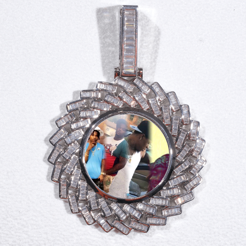 Large 3D Baguette Custom Picture Pendant