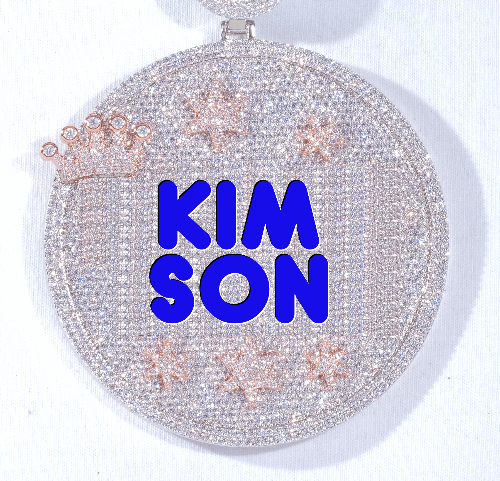 CUSTOM LETTER NECKLACE 3D BIG CROWN DISC