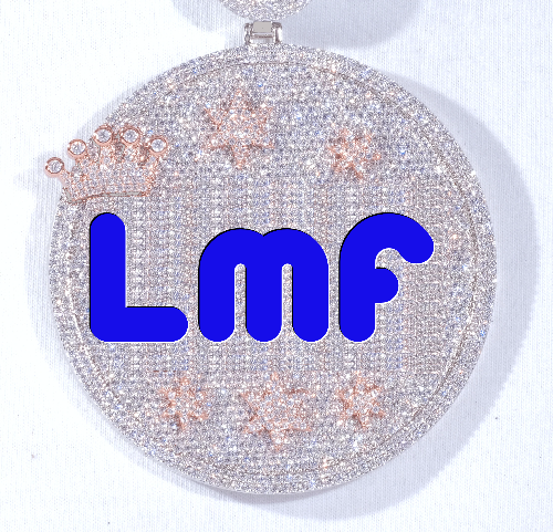 CUSTOM LETTER NECKLACE 3D BIG CROWN DISC