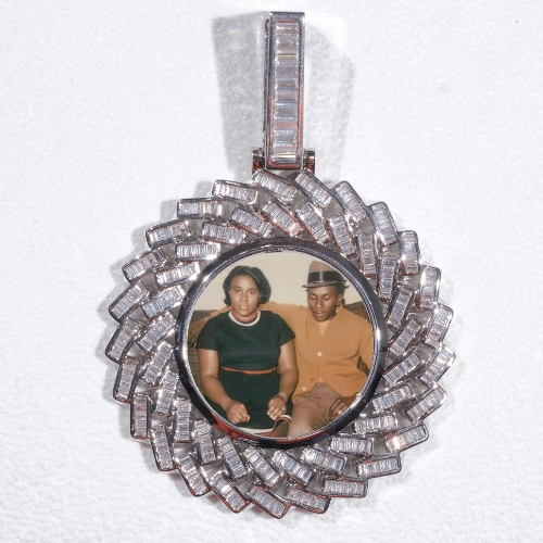 Large 3D Baguette Custom Picture Pendant