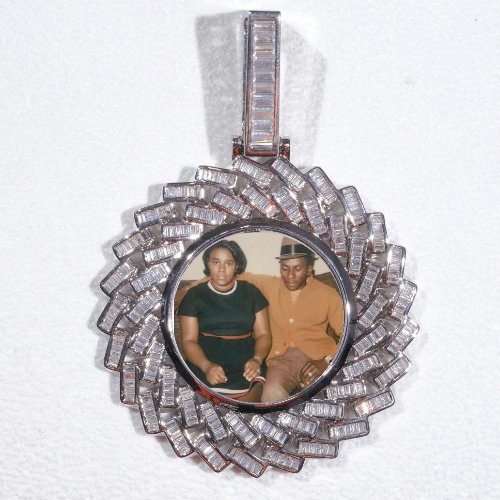 Large 3D Baguette Custom Picture Pendant