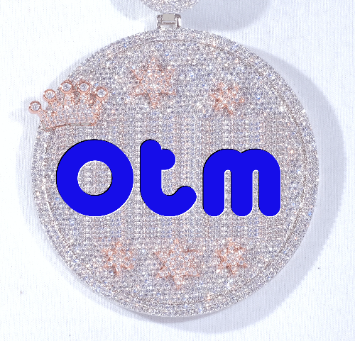 CUSTOM LETTER NECKLACE 3D BIG CROWN DISC