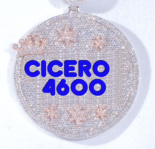 CUSTOM LETTER NECKLACE 3D BIG CROWN DISC