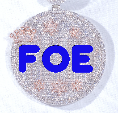 CUSTOM LETTER NECKLACE 3D BIG CROWN DISC