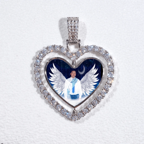 3D Spinning 2-Faced Heart Custom Picture Pendant
