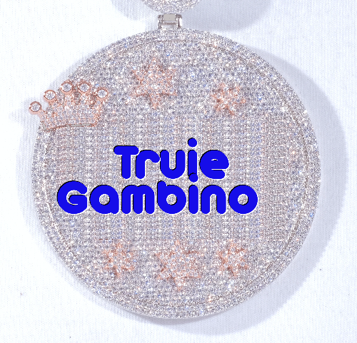 CUSTOM LETTER NECKLACE 3D BIG CROWN DISC