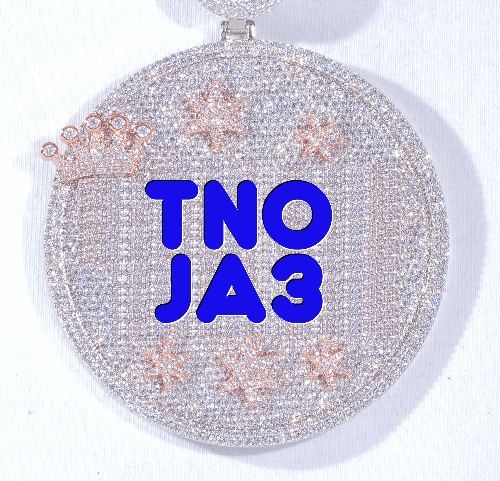 CUSTOM LETTER NECKLACE 3D BIG CROWN DISC