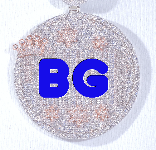 CUSTOM LETTER NECKLACE 3D BIG CROWN DISC