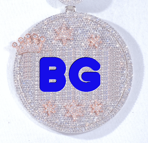 CUSTOM LETTER NECKLACE 3D BIG CROWN DISC