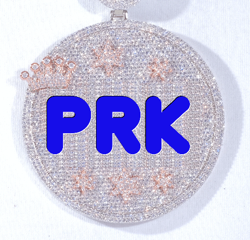 CUSTOM LETTER NECKLACE 3D BIG CROWN DISC