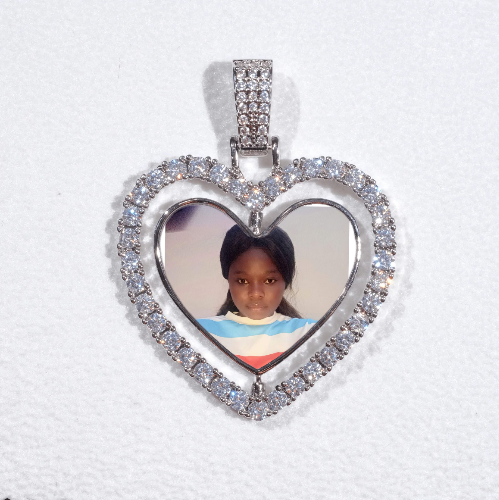 3D Spinning 2-Faced Heart Custom Picture Pendant