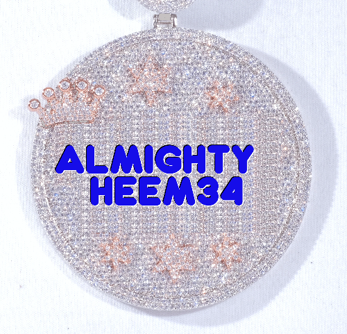 CUSTOM LETTER NECKLACE 3D BIG CROWN DISC