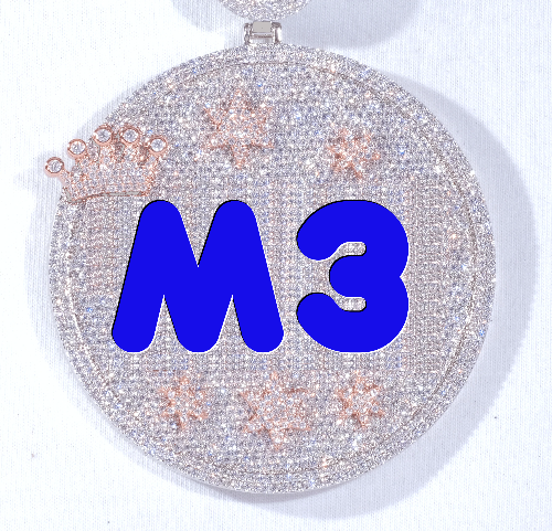 CUSTOM LETTER NECKLACE 3D BIG CROWN DISC