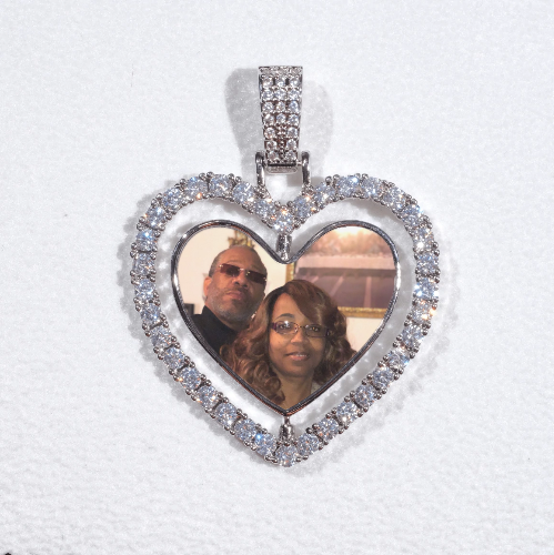 3D Spinning 2-Faced Heart Custom Picture Pendant