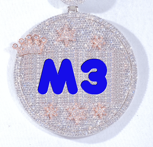 CUSTOM LETTER NECKLACE 3D BIG CROWN DISC