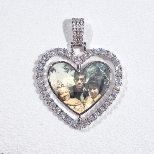 3D Spinning 2-Faced Heart Custom Picture Pendant